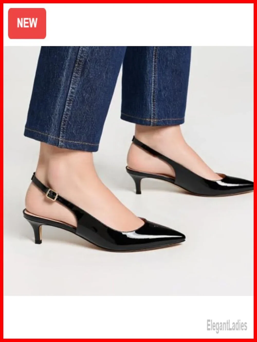 Low Kitten Heels Slingback Dressy Pumps Pointed Closed Toe Ankle Strap Wedding